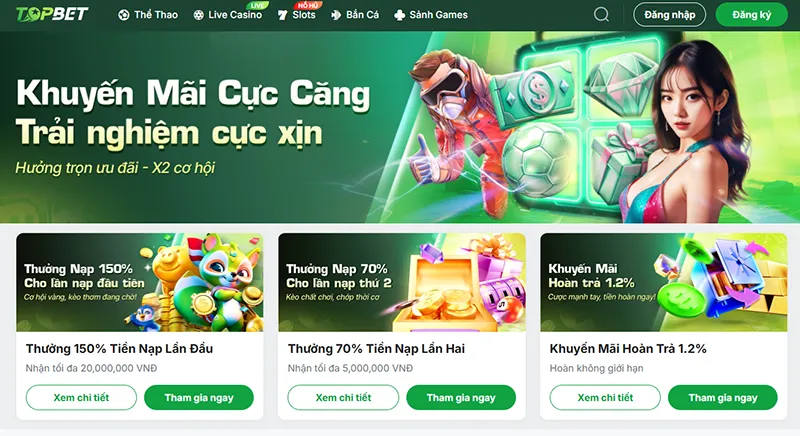 Các chương trình khuyến mãi hấp dẫn dành cho thành viên Topbet